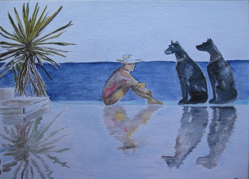 Original aquarell bodygard - aquarell, "bodygard"